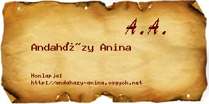 Andaházy Anina névjegykártya